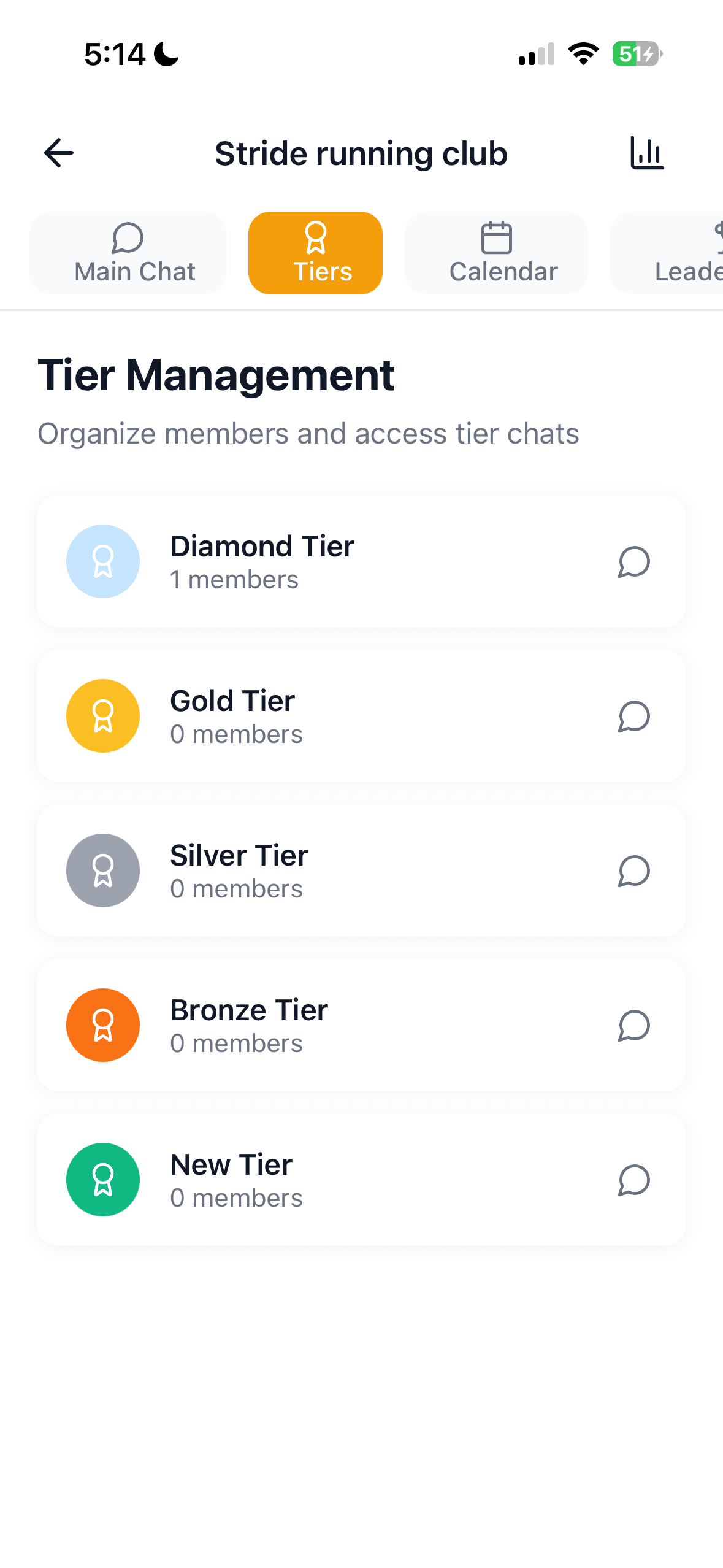 Stride tier management with Diamond, Gold, Silver, and Bronze tiers
